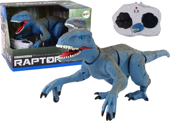 Daljinski upravljani dinosaur Velociraptor plavi