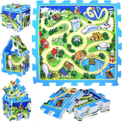 Pjenaste puzzle grad – ulice, dječja podloga za igru 93 × 93 cm