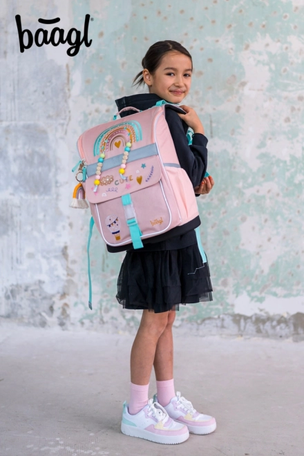 BAAGL 3 SET Zippy Duha roze: torba, pernica, vrećica