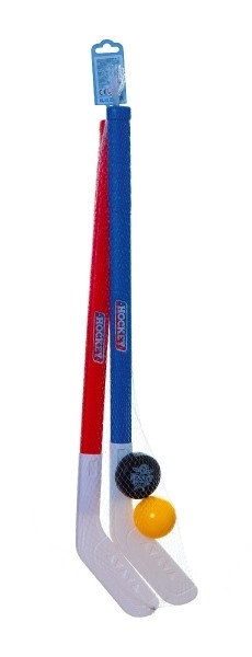 Hokejska palica 2 kom plast 72 cm + floorbal lopta + plastični pak u mreži