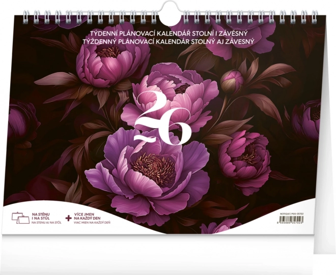 Tjedni planerski kalendar Ljubičasto cvijeće 2026, 30 x 21 cm