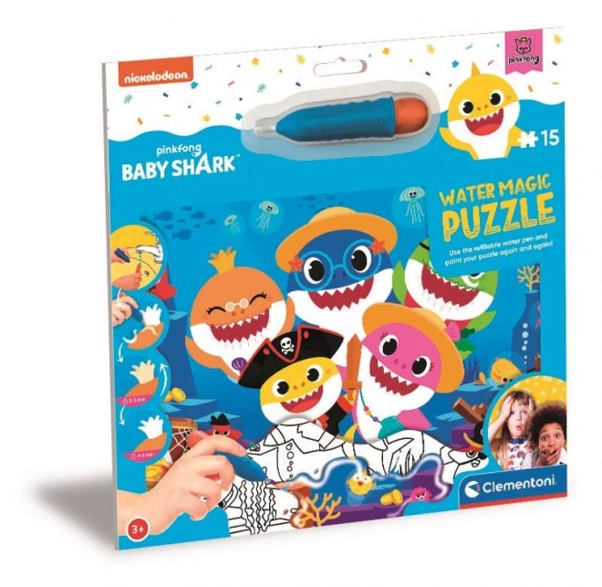 CLEMENTONI Puzzle s slikanjem vodom Water Magic: Baby Shark 15 dijelova
