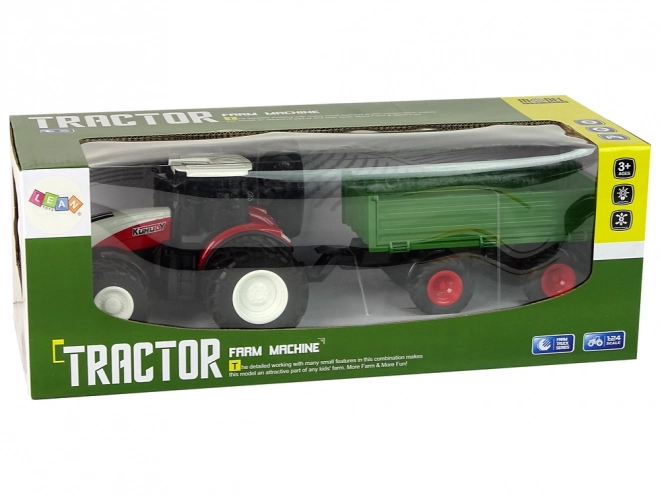 Daljinski upravljani traktor s prikolicom 1:24 crvenozeleni