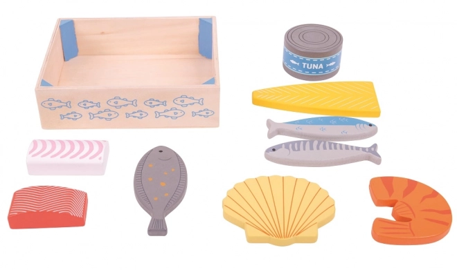 Drveni morski plodovi u kutiji Bigjigs Toys