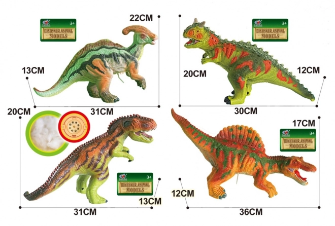 Meki dinosaurus 38 cm - 4 vrste