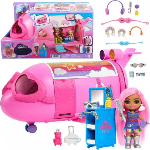 Ružičasti dugin zrakoplov BARBIE Extra Fly Minis s pilotkinjom