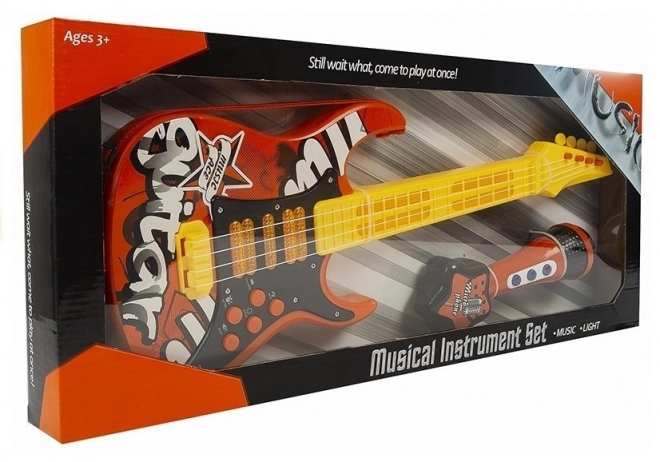Dječja električna gitara s mikrofonom – crvena
