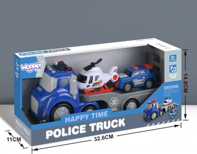 Woopie Plava Policijski Prikolica City Truck s Svjetlosnim i Zvučnim Efektima
