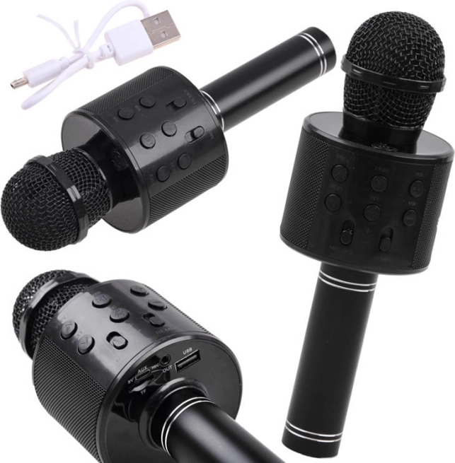 Bluetooth bežični karaoke mikrofon s ugrađenim zvučnikom – crna