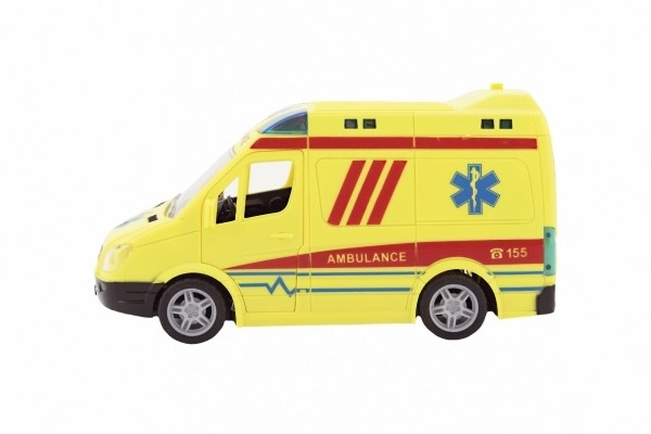 Auto hitna pomoc plast 20 cm na inerciju na baterije sa zvukom i svjetlom u kutiji 26x15x12 cm