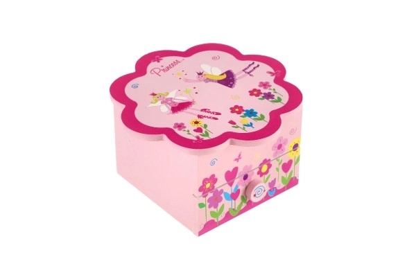 Ormarić za nakit Princess drvena glazbena cvjetna ladica 14,5x8x14,5cm