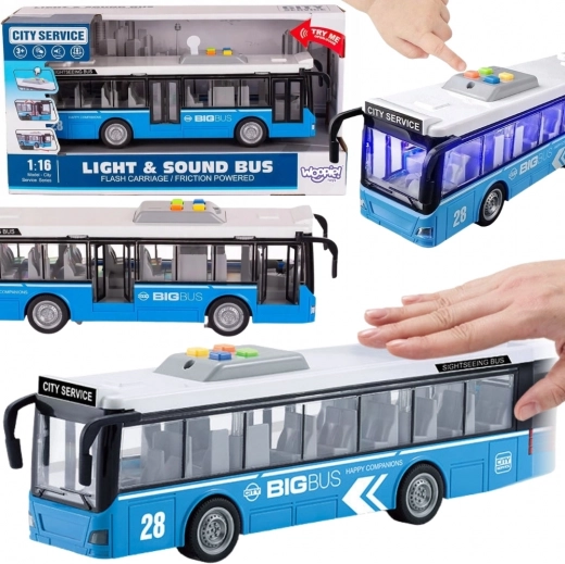 Interaktivni gradski autobus WOOPIE 1:16 s efektima i vratima na otvaranje