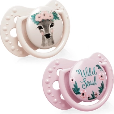 LOVI dinamička silikonska duda WILD SOUL 3-6 mj 2 kom za djevojčice