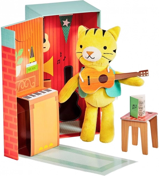 Petit Collage plišani tigar Theodor – glazbenik i kreativni set za djecu