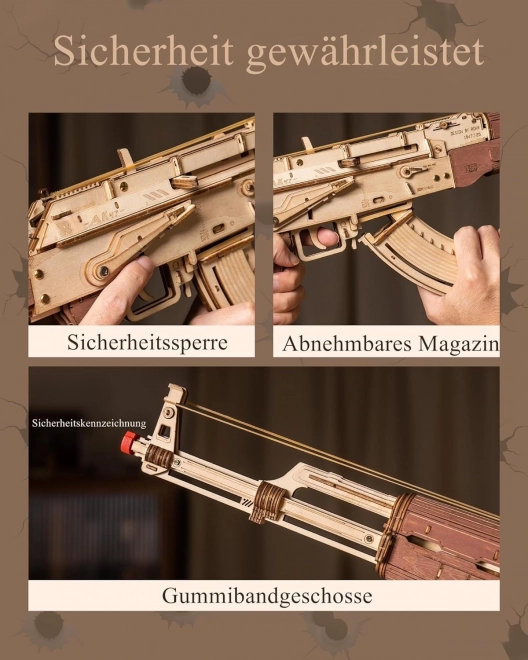 RoboTime 3D Drvene mehaničke slagalice Napadačka puška AK-47