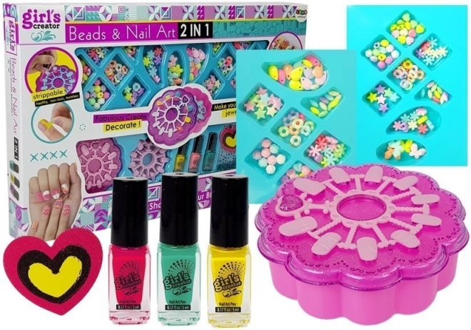 Djevojački kreativni set za izradu nakita i nail art 2 u 1