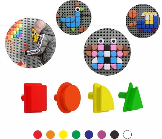 Masterkidz geometrijski čepići za STEM ploče, 8 boja, 256 kom