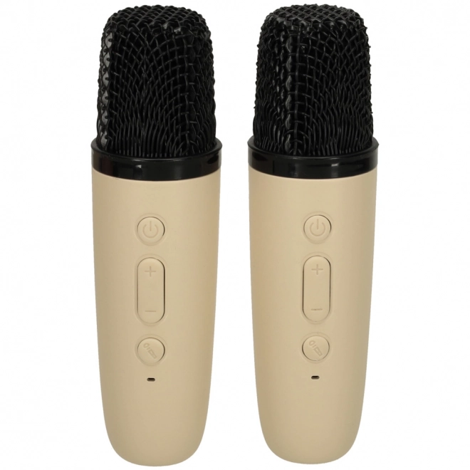 Karaoke set 2 mikrofona + prijenosni zvučnik BLUETOOTH USB LED bež boja