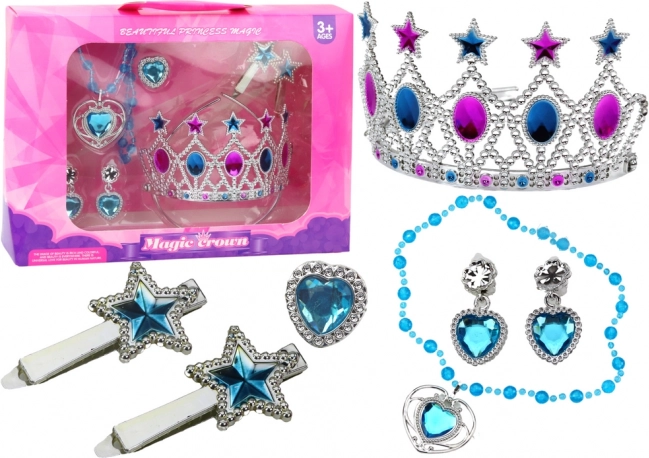 Mala princeza Set kruna naušnice ogrlica prsten kopče