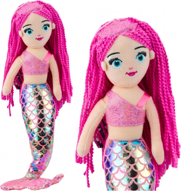 Plišana lutka morska sirena s holografskim repom ružičasta 48 cm