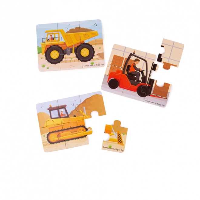 Bigjigs Toys Puzzle 3u1 Građevinska vozila