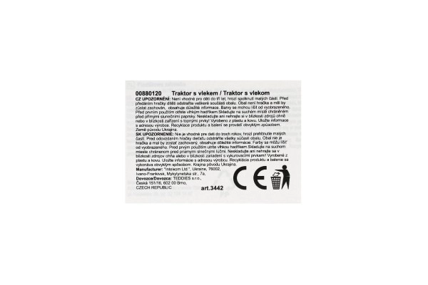 Traktor s prikolicom plastika 53cm na slobodno kretanje u mreži