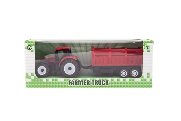 Traktor s prikolicom plastični 21cm slobodan hod 2 boje u kutiji 23x9x6cm
