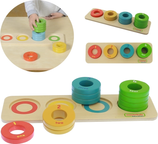 Masterkidz drveni sorter šarenih prstenova Montessori