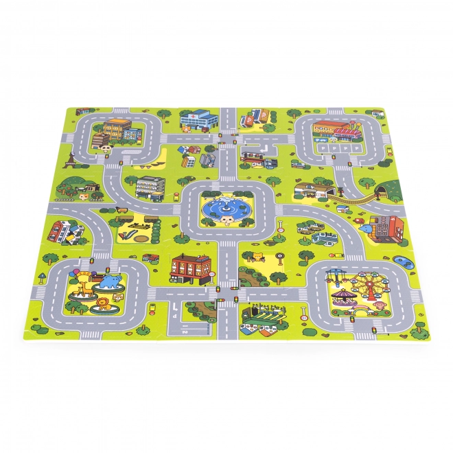 Velika pjenasta prostirka EVA za djecu Grad 90,5x90,5 cm 21 kom ECOTOYS