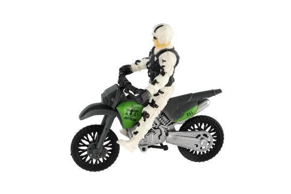 Vojni set plastična motor, vojnik, pas s dodacima u kutiji 23x14x4cm