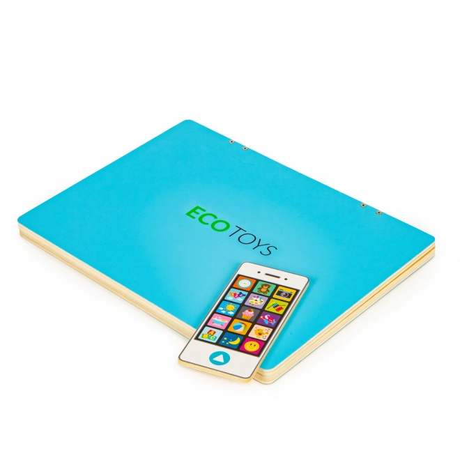 ECOTOYS Drveni laptop s magnetskim monitorom - plavi