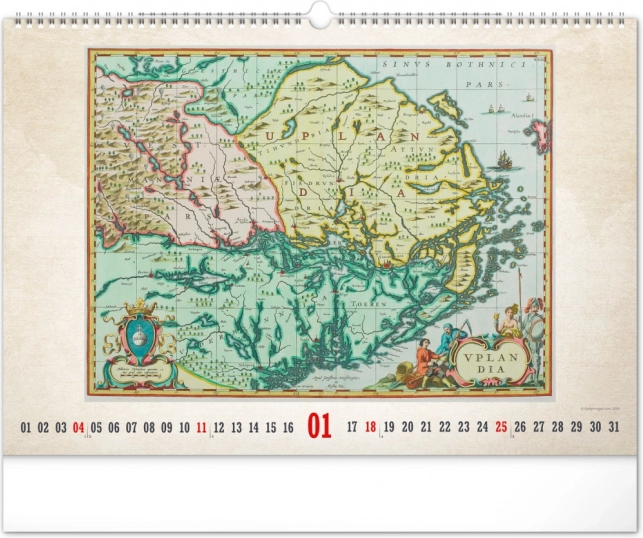 Zidni kalendar Stare karte 2026