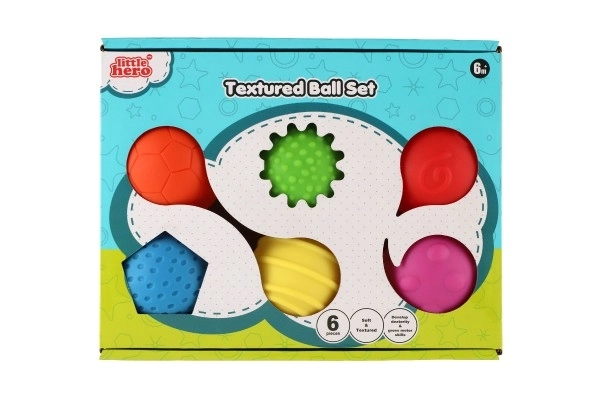 Set loptica 6 kom s teksturom gumene 6cm u kutiji 6m+