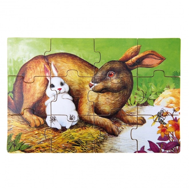 Drvene puzzle životinje u kutiji