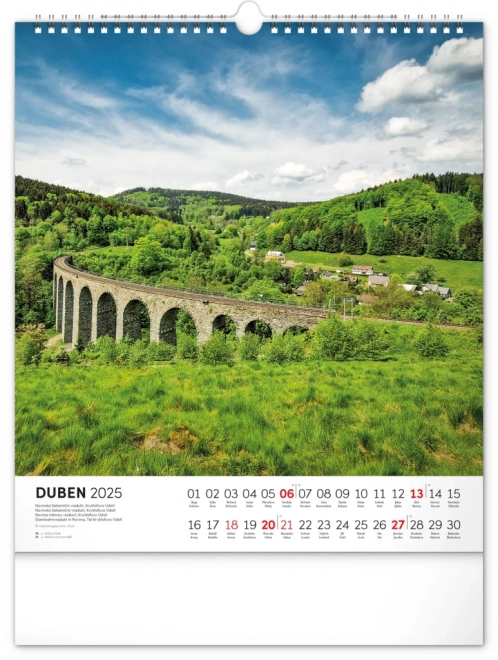 NOTIQUE Zidni kalendar Šetnje kroz češki krajolik 2025, 30 x 34 cm