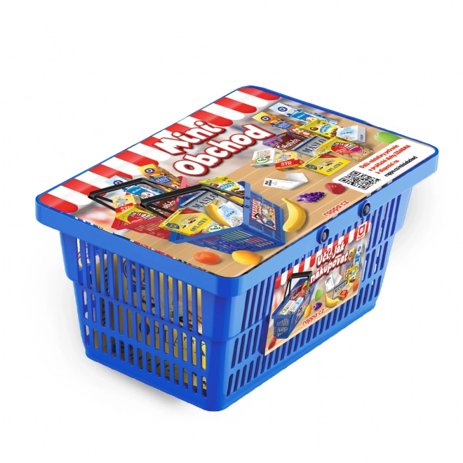 MINI TRGOVINA - košarica s dodacima i učenjem kako kupovati - plava