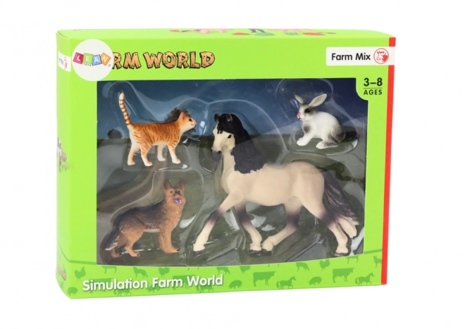 Set figurica kućnih ljubimaca - Konj, Pas, Zec, Mačka, 4 komada