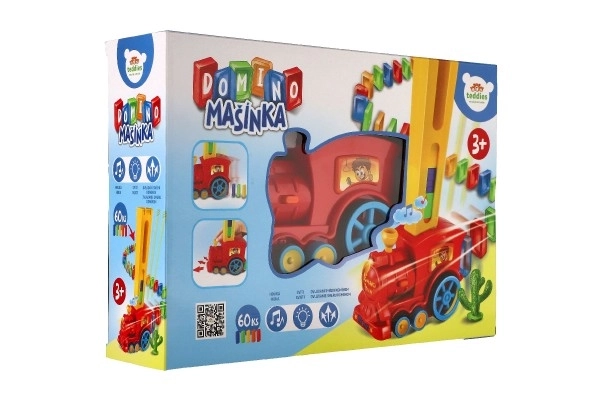 Lokomotiva/Vlak domino stavljajući plastika 16cm na baterije sa zvukom i svjetlom u kutiji 33x23,5x8cm