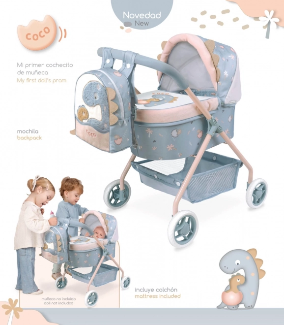 DeCuevas 86080 Moja prva kolica za lutke s ruksakom COCO 2024 - 56 cm