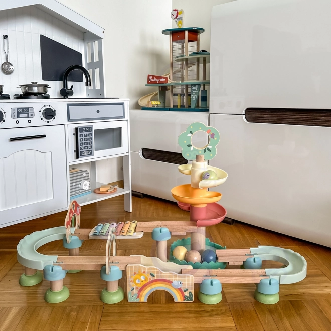 Drvena staza s kuglicama s ksilofonom Tooky Toy 44 kom