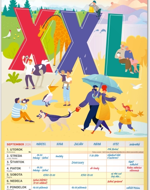 Zidni kalendar Obiteljski plan XXL 2026