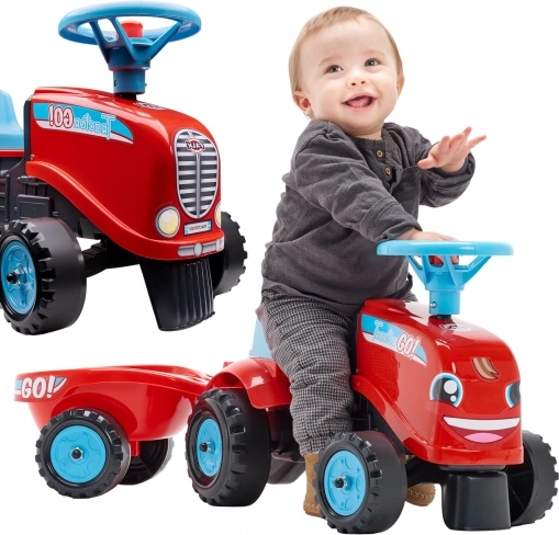FALK guralica traktor GO s odvojivom prikolicom, crveni