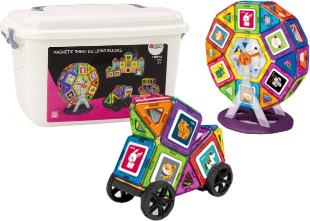 Magnetičke građevne kocke u koferu 118 kom – vodeni mlin i zgrade