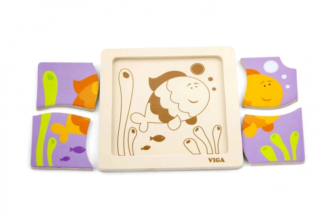VIGA Drvene puzzle Ribičica 4 dijela