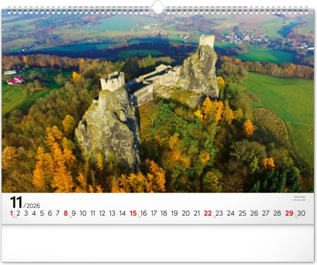 Zidni kalendar Panoramata Češke 2026