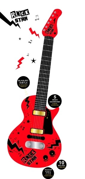 Električna gitara ROCK STAR plast 58cm na baterije sa zvukom, svjetlom u kutiji 24x62x5,5cm