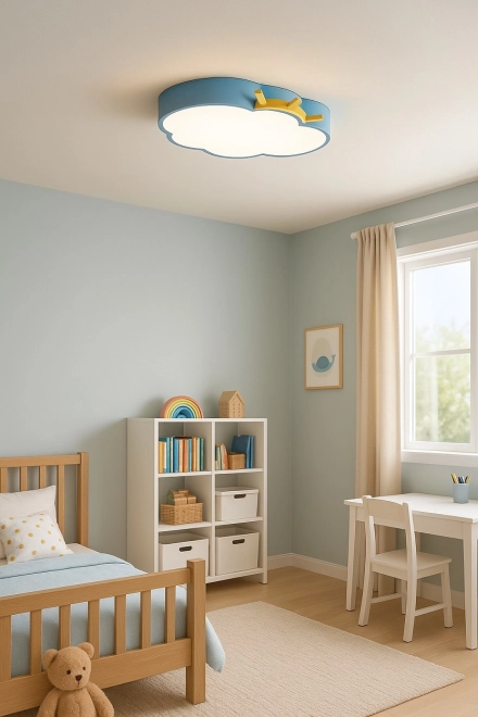 Dječja stropna LED lampa Oblak s daljinskim upravljačem plava
