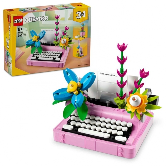 Konstrukcijski set za djecu - Pisaća mašina s cvijećem LEGO Creator 3u1