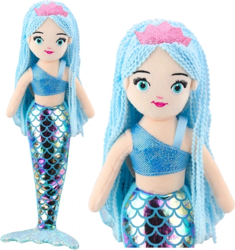Plišana Morska Sirena s Holografskim Repom Plava 48cm