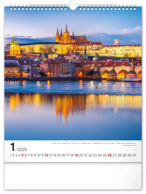 Zidni kalendar Prag 2025, 30 × 34 cm